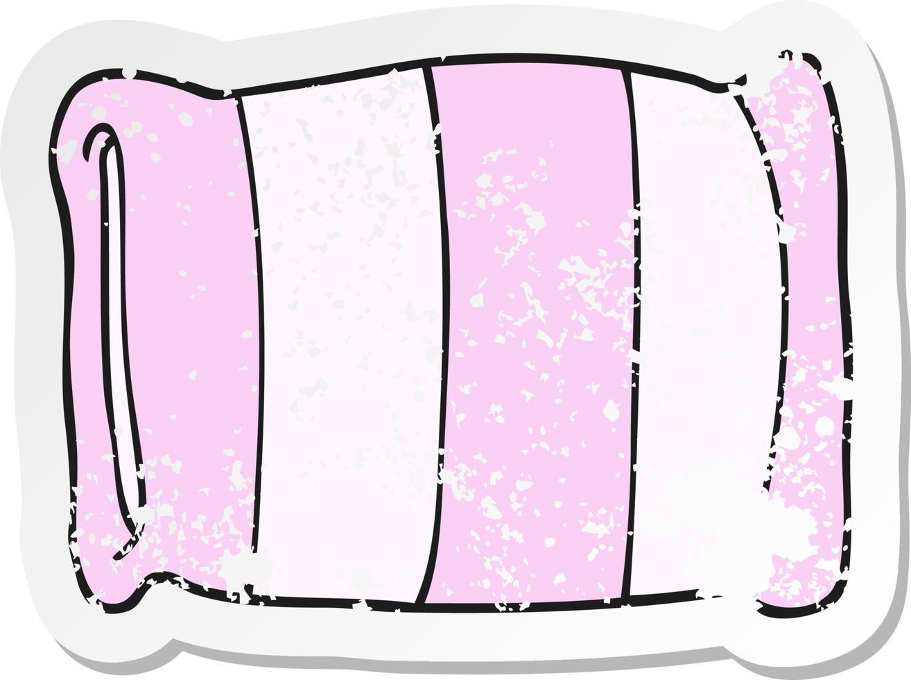 adesivo retrô angustiado de um travesseiro de desenho animado vetor