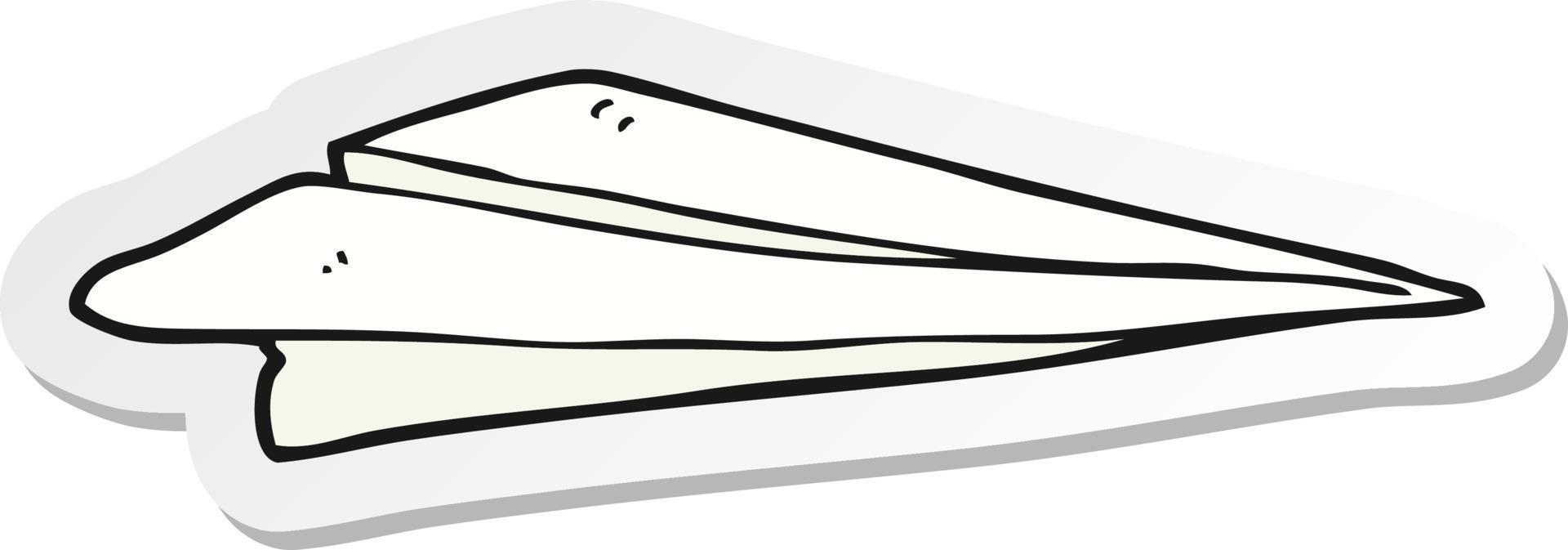 adesivo de um avião de papel de desenho animado vetor
