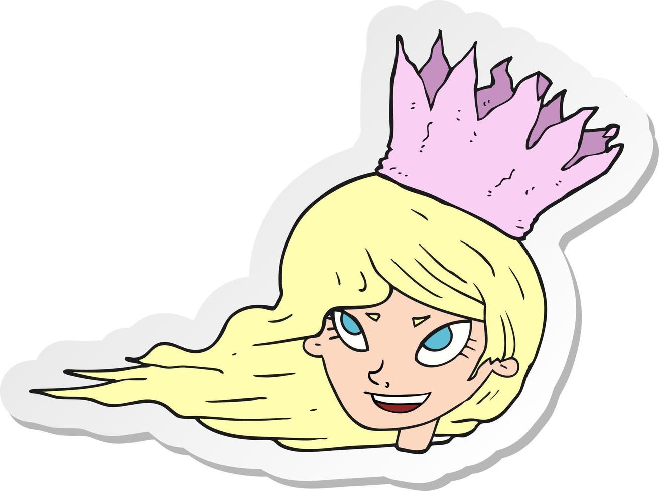 adesivo de uma mulher de desenho animado com cabelo soprando vetor