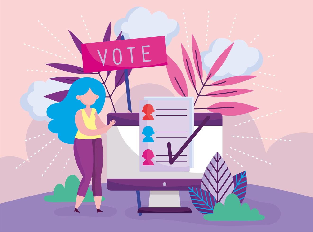 modelo de cartão de votação online vetor