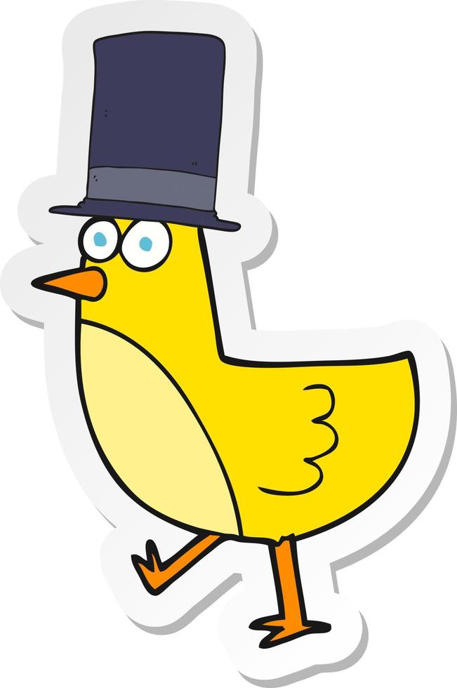 adesivo de um pássaro de desenho animado usando chapéu vetor
