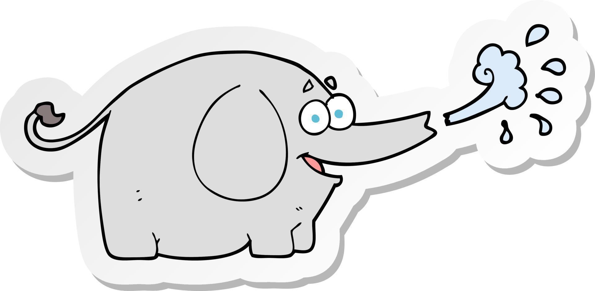 adesivo de um elefante de desenho animado esguichando água vetor