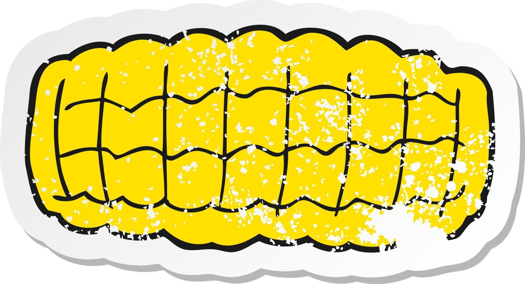 adesivo retrô angustiado de uma espiga de milho de desenho animado vetor