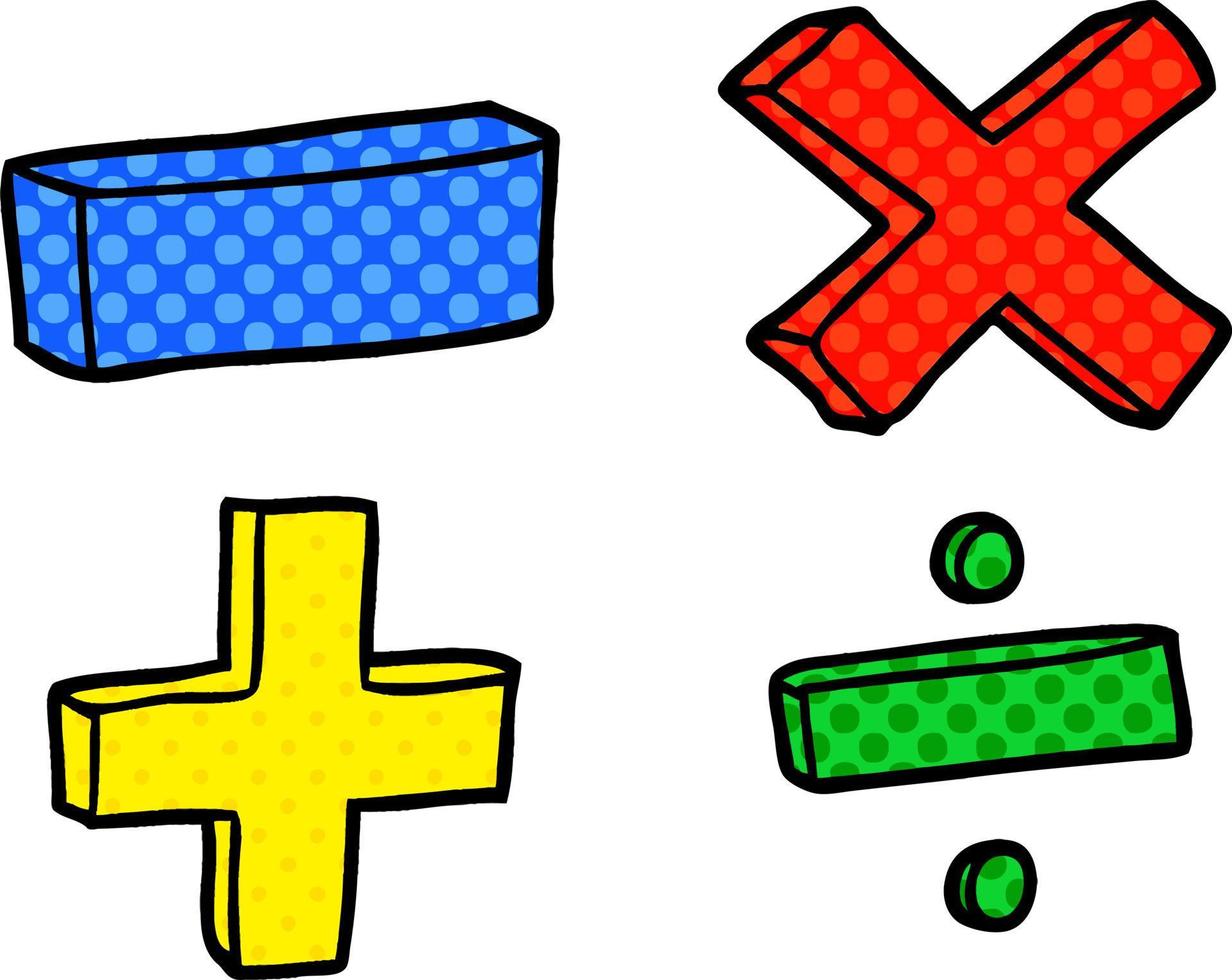 símbolos de matemática dos desenhos animados vetor