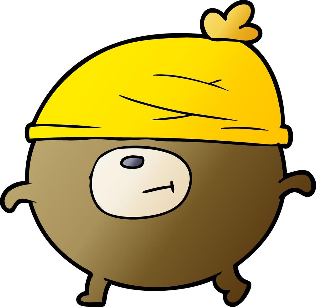 urso de desenho animado usando chapéu vetor