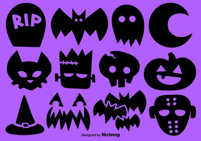 Conjunto de vetores de 12 ícones de Halloween