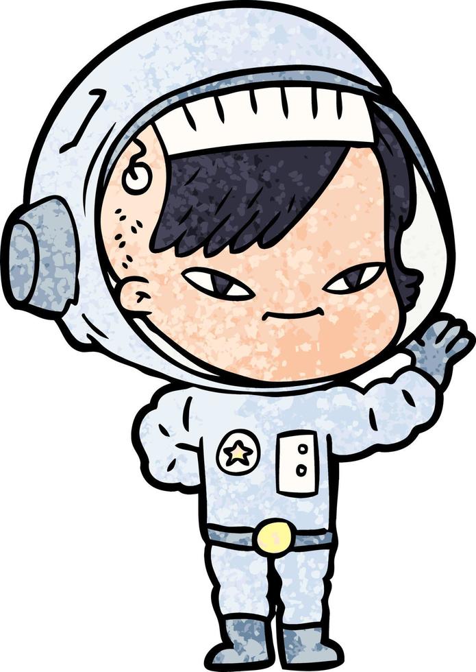 mulher astronauta dos desenhos animados vetor