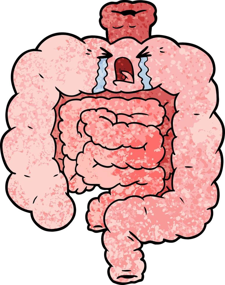 intestinos de desenho animado chorando vetor