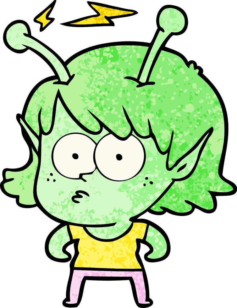 garota alienígena de desenho animado vetor