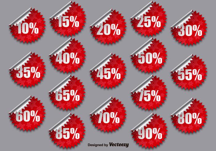 Coleção de vetores de etiquetas promocionais vermelhas