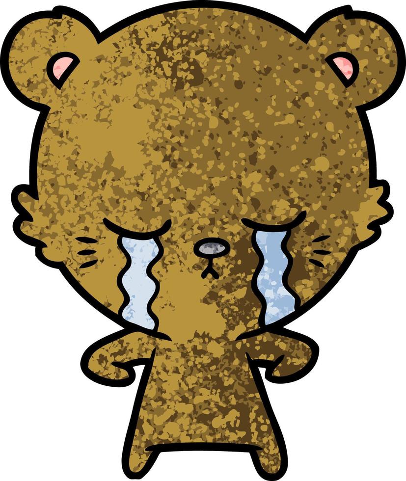 personagem de desenho animado de urso chorando vetor