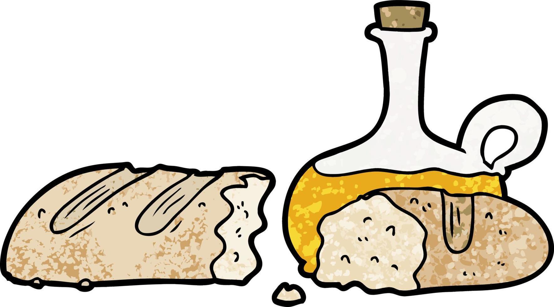 desenhos animados de pão e óleo vetor