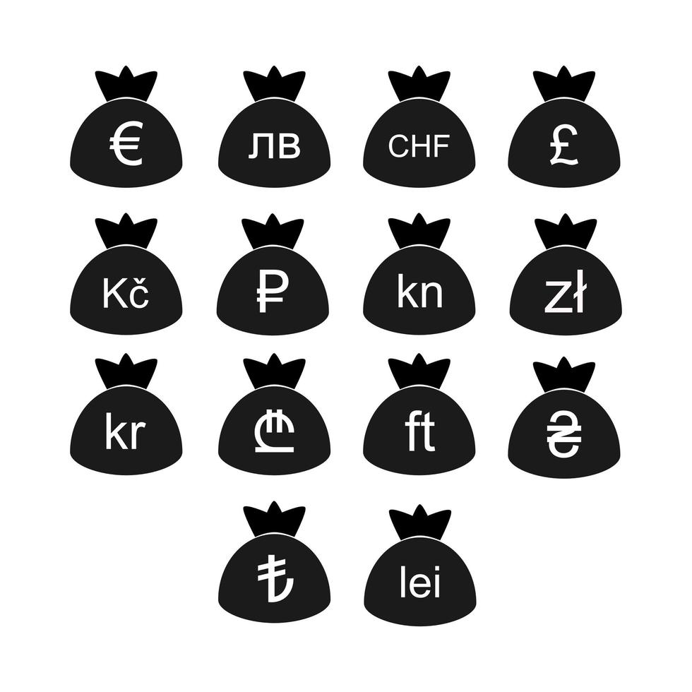 símbolos de moeda da europa vetor