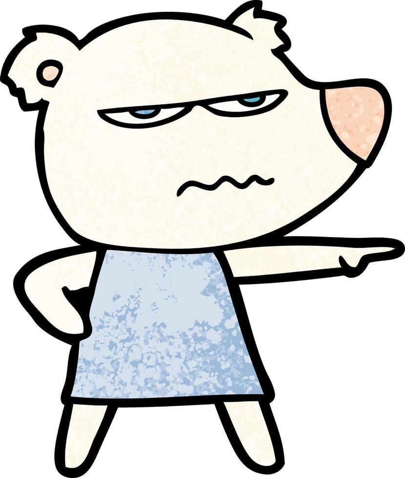 garota polar de urso bravo dos desenhos animados apontando vetor