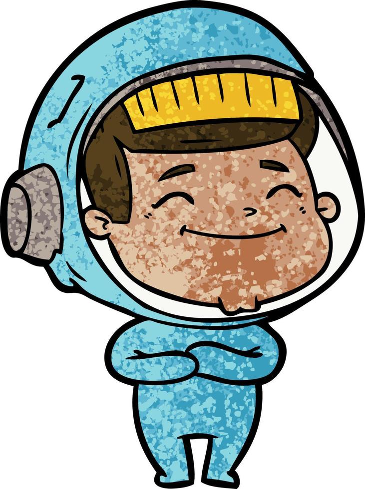 astronauta de desenho animado feliz vetor