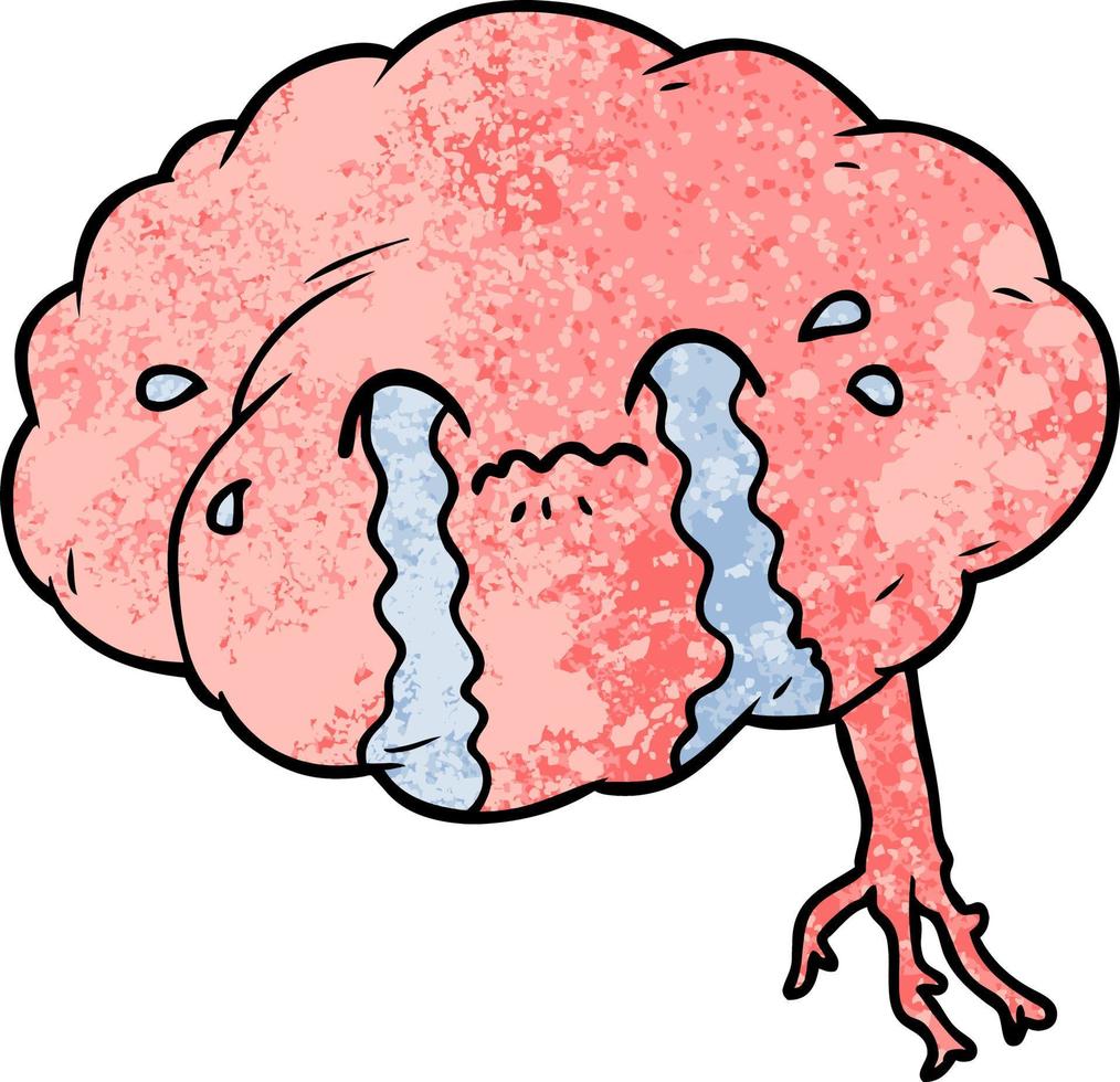cérebro de desenho animado com dor de cabeça vetor