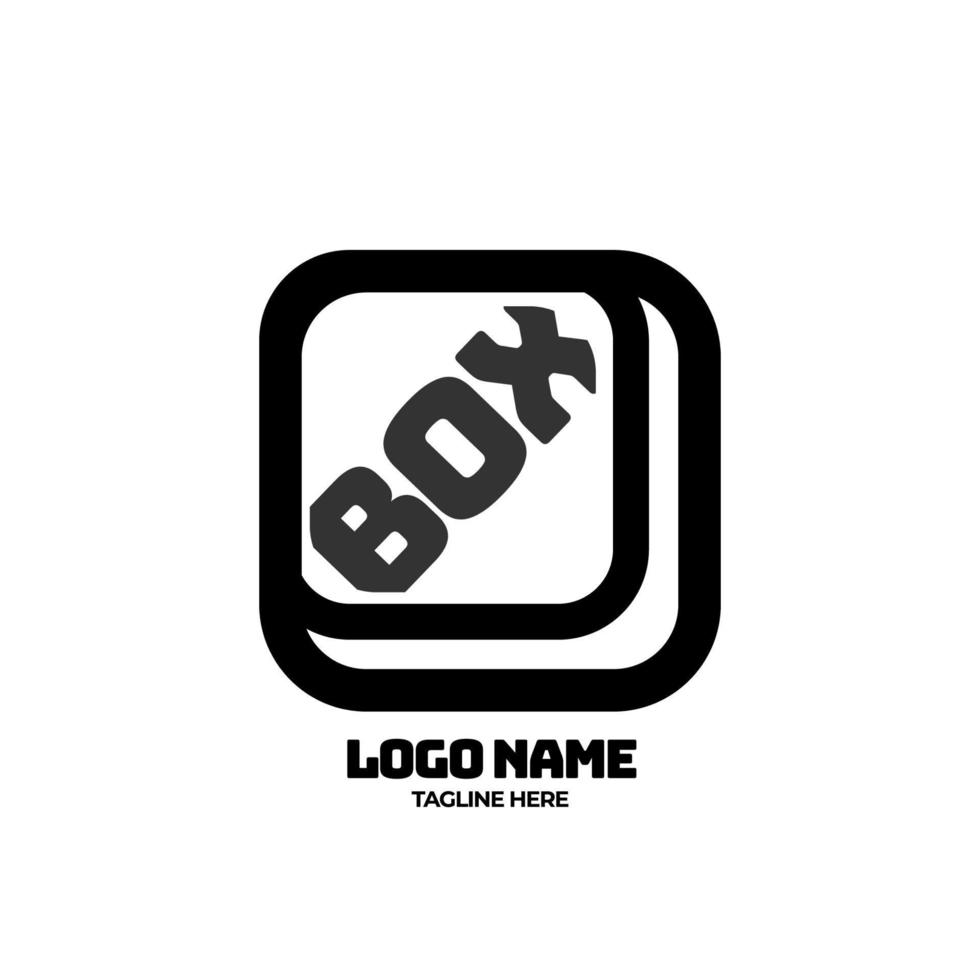 design de caixa de logotipo com ilustração vetorial de estilo de silhueta plana vetor
