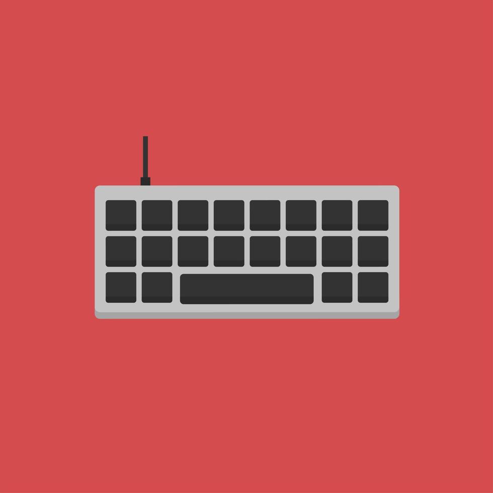 ilustração de ícone plana de teclado em fundo vermelho vetor