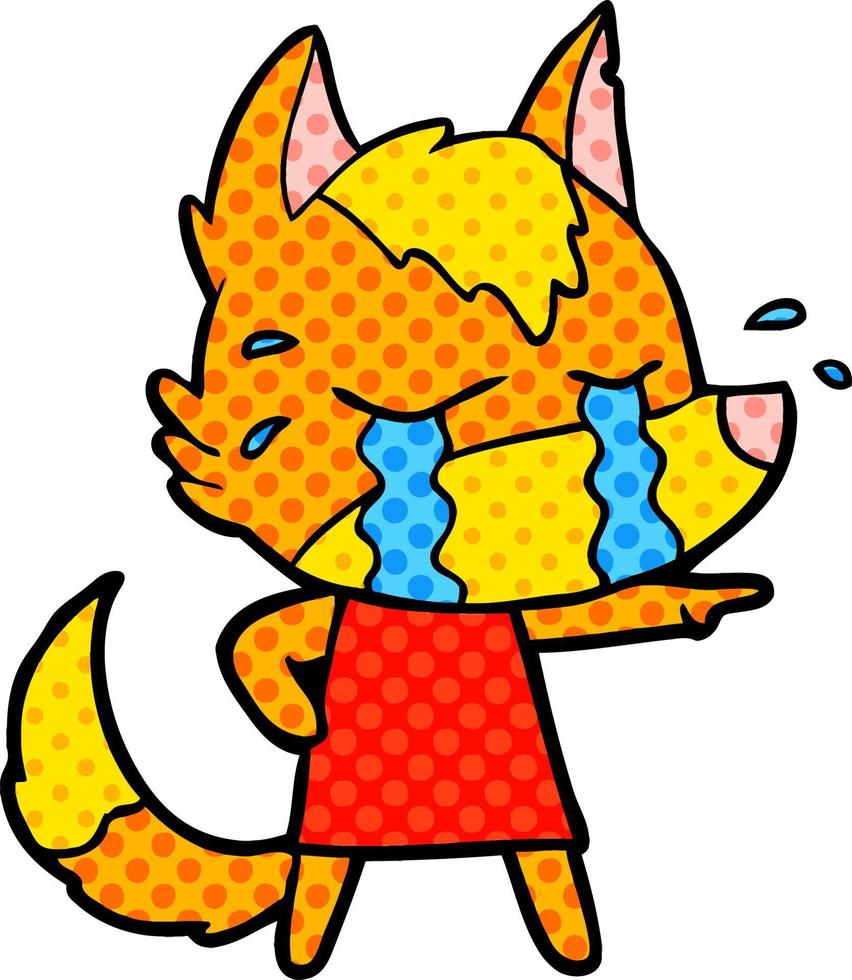 personagem de desenho animado de raposa triste vetor