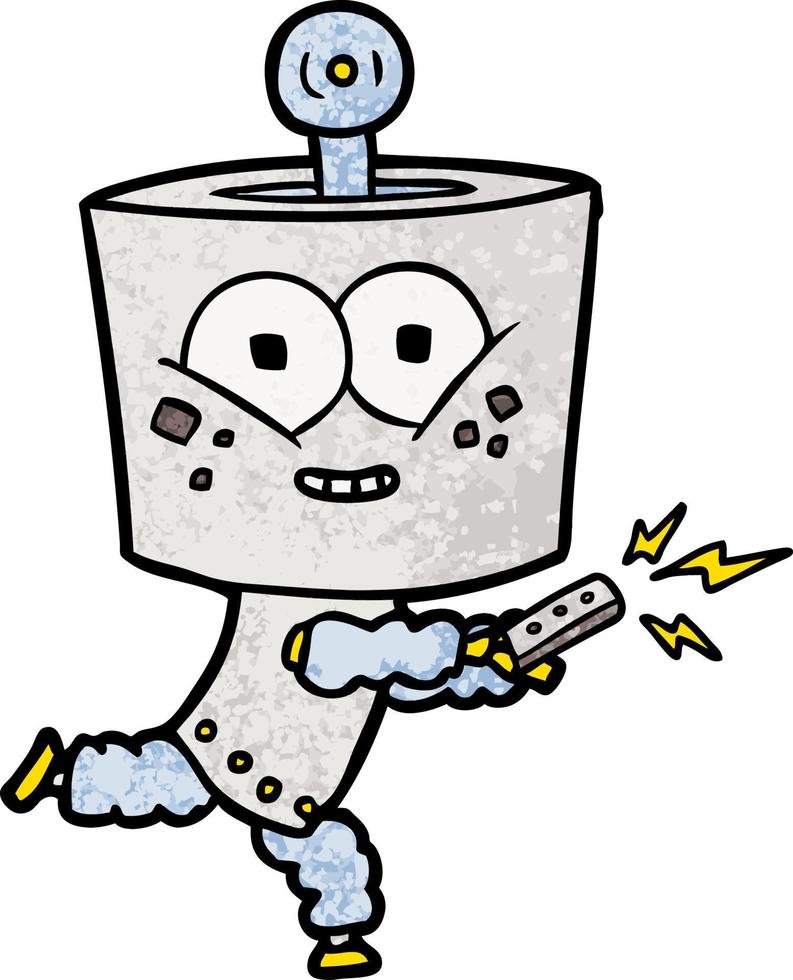 robô de desenho animado feliz com controle remoto vetor
