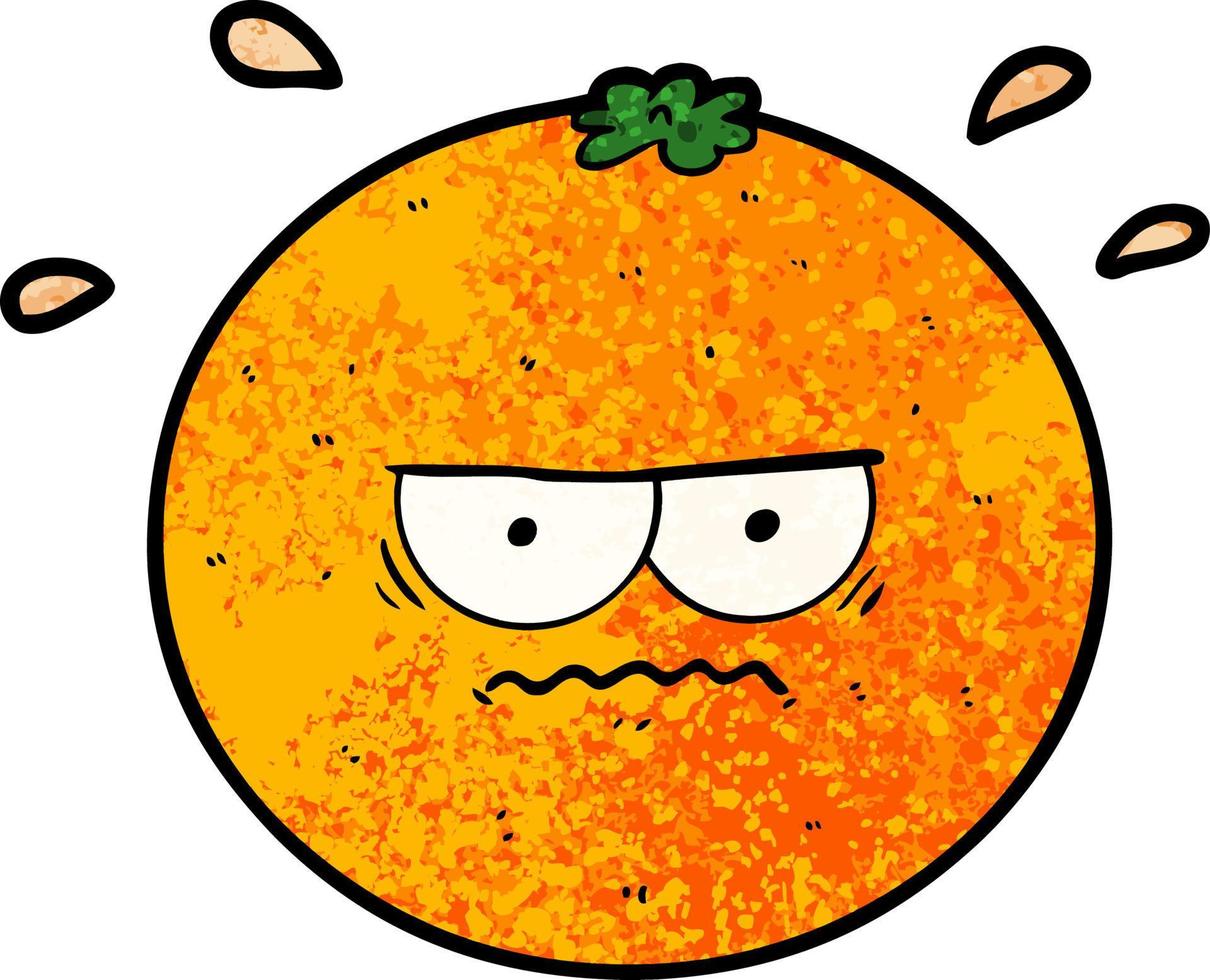 laranja com raiva dos desenhos animados vetor