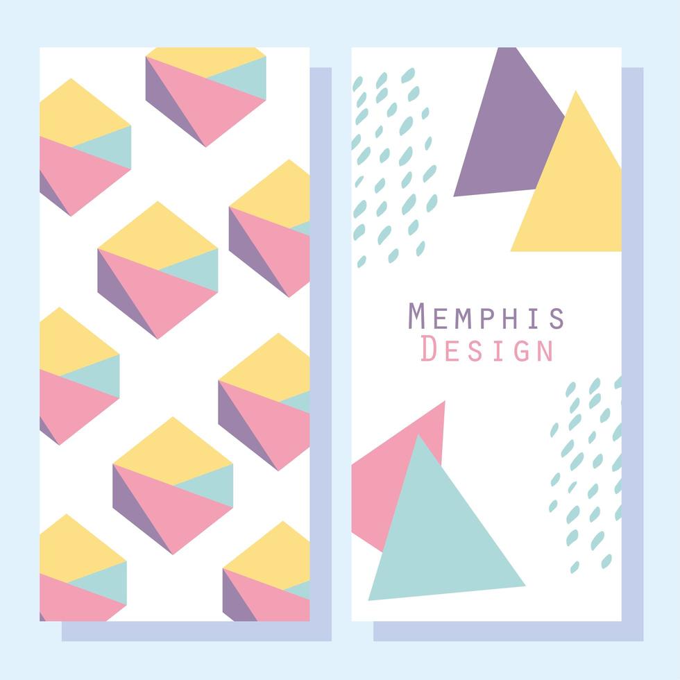 padrão de estilo de design de memphis e formas abstratas conjunto de cartões vetor