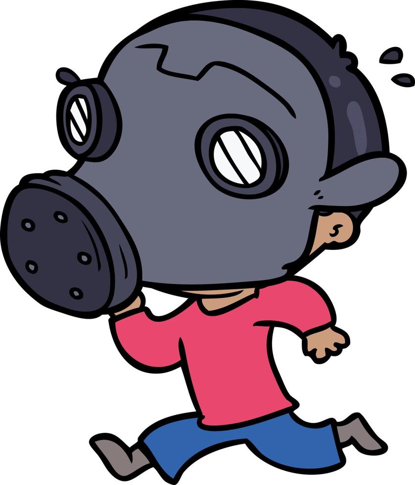 homem de desenho animado usando máscara de gás vetor