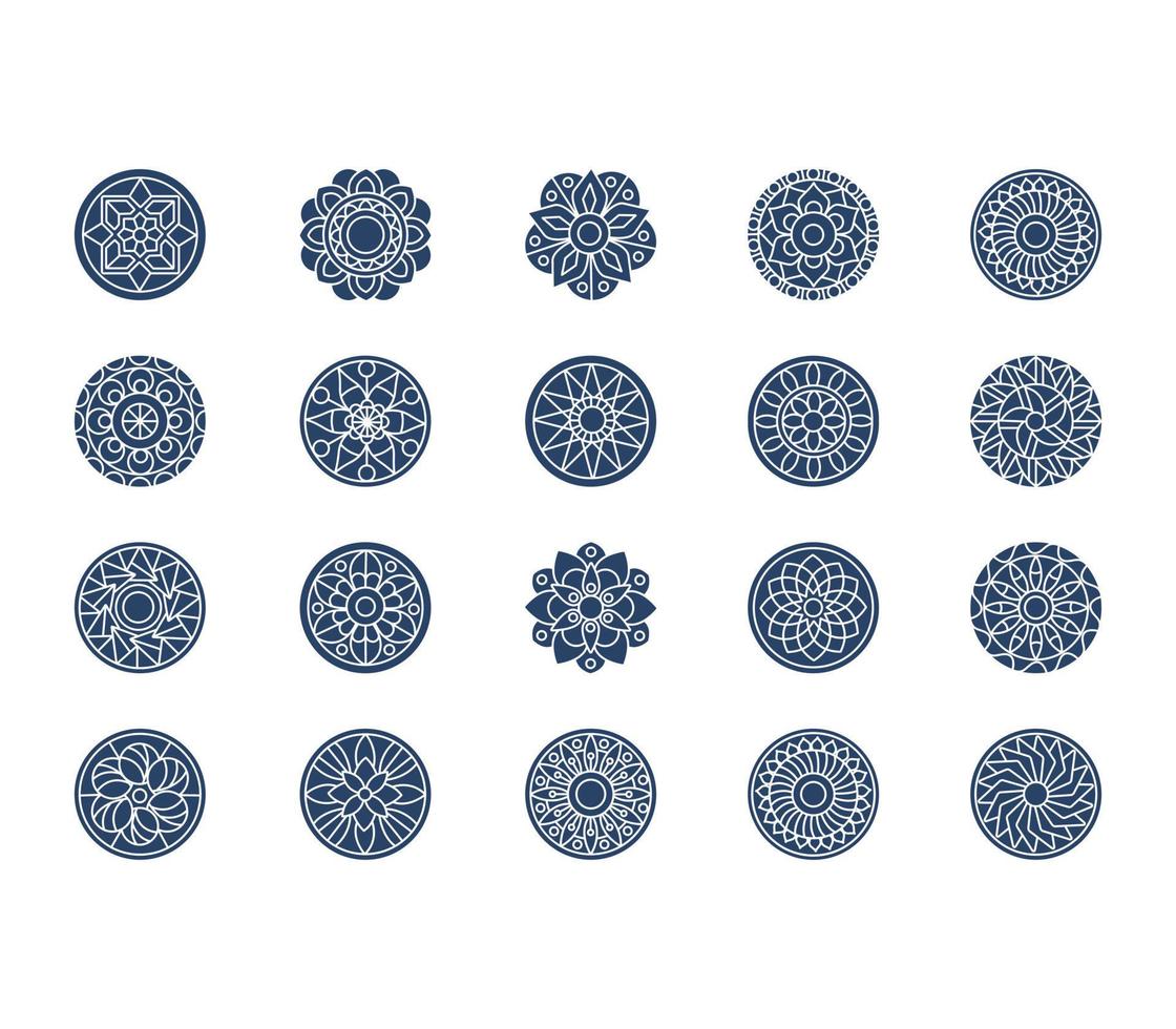 conjunto de ícones de padrões de design de mandala vetor