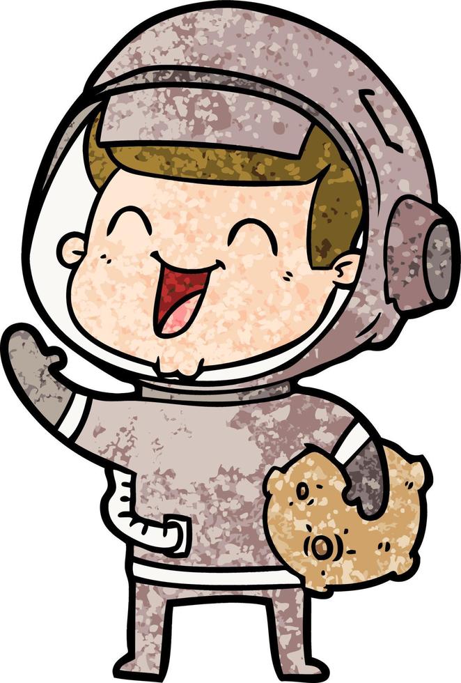 astronauta de desenho animado feliz vetor