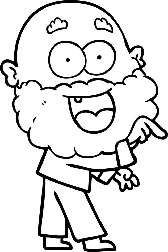 homem feliz louco dos desenhos animados com barba vetor