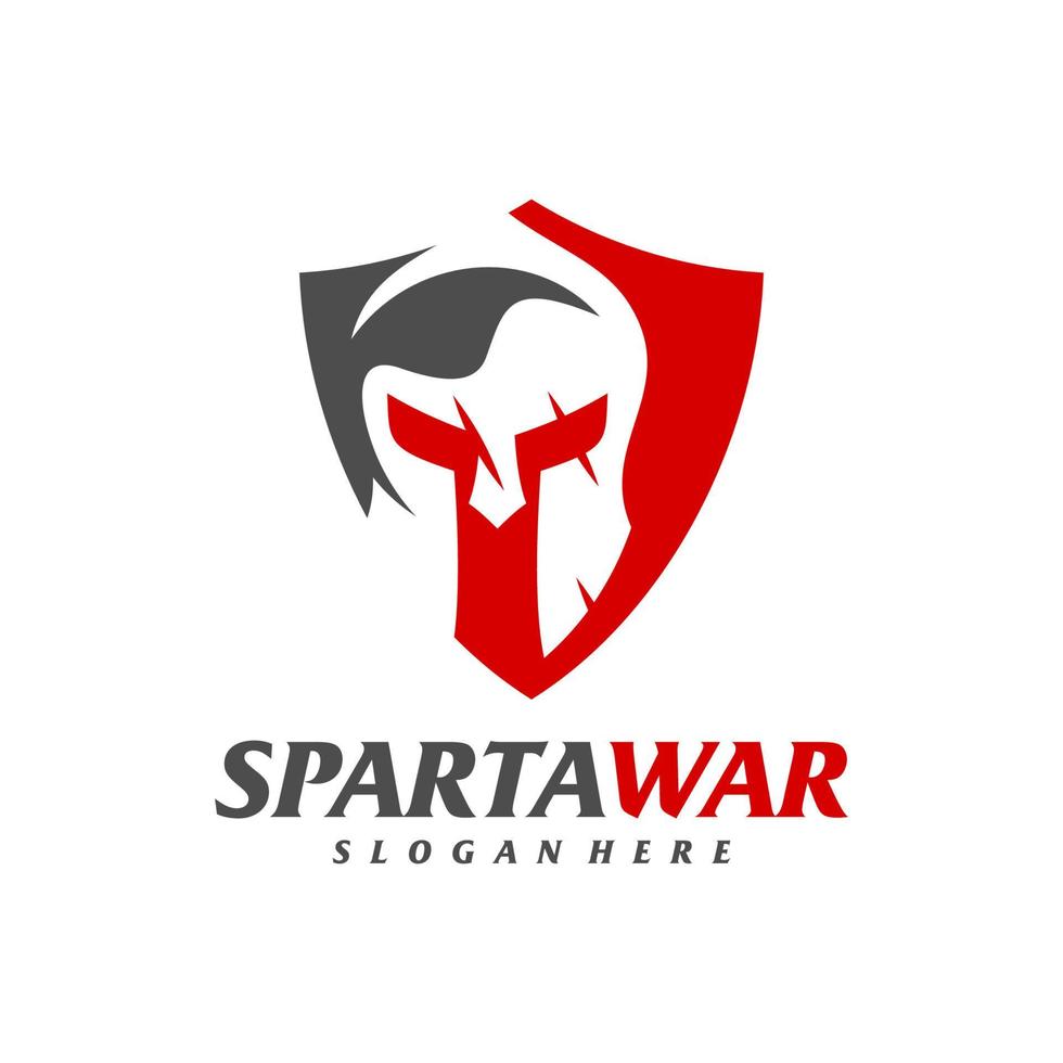 escudo vetor de logotipo guerreiro espartano. modelo de design de logotipo de capacete espartano. símbolo de ícone criativo
