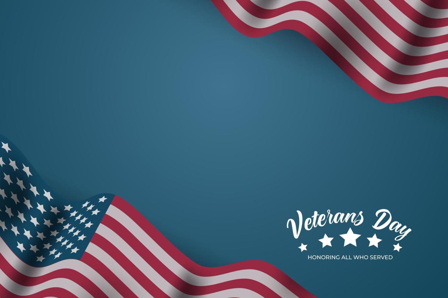 ilustração vetorial gráfico abstrato do dia dos veteranos com bandeira do estado unido realista e área de espaço de cópia. vetor