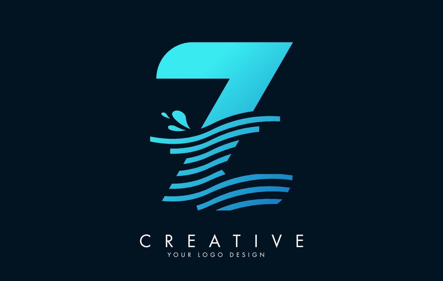 logotipo da letra z azul com ondas e design de gotas de água. vetor
