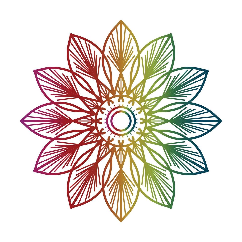 mandala de cor gradiente, fundo de design de mandala, design de mandala, design de papel de parede de arte de livro de colorir padrão de mandala, padrão de telha, cartão de felicitações vetor