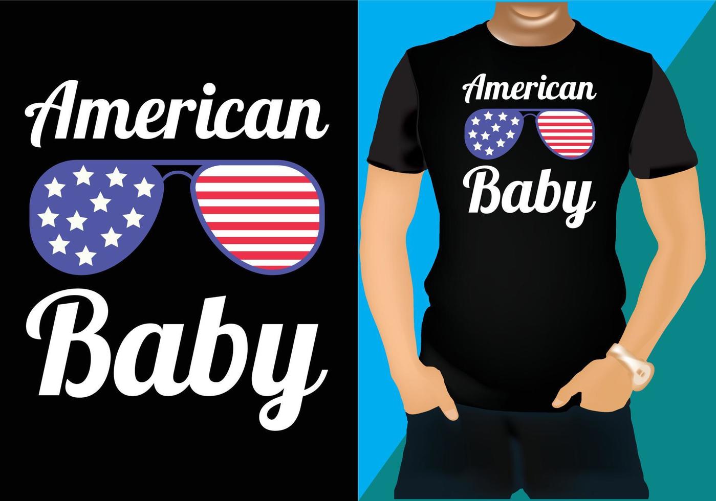 design de camiseta de bebê americano vetor