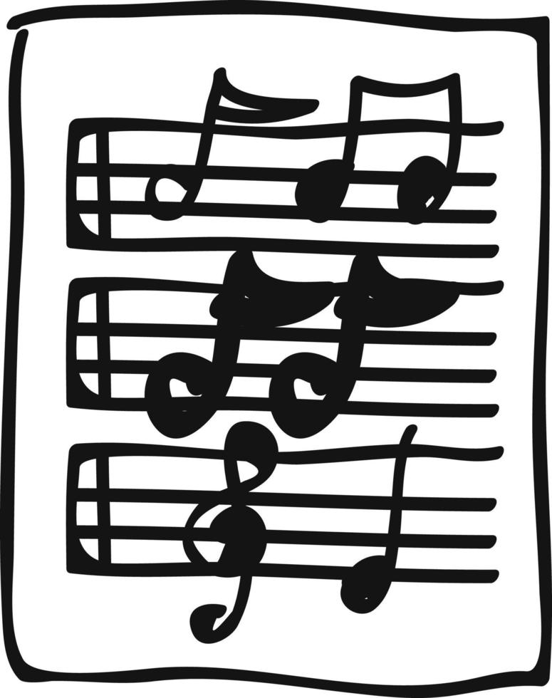 ícone de desenho de nota musical, ilustração de contorno vetor