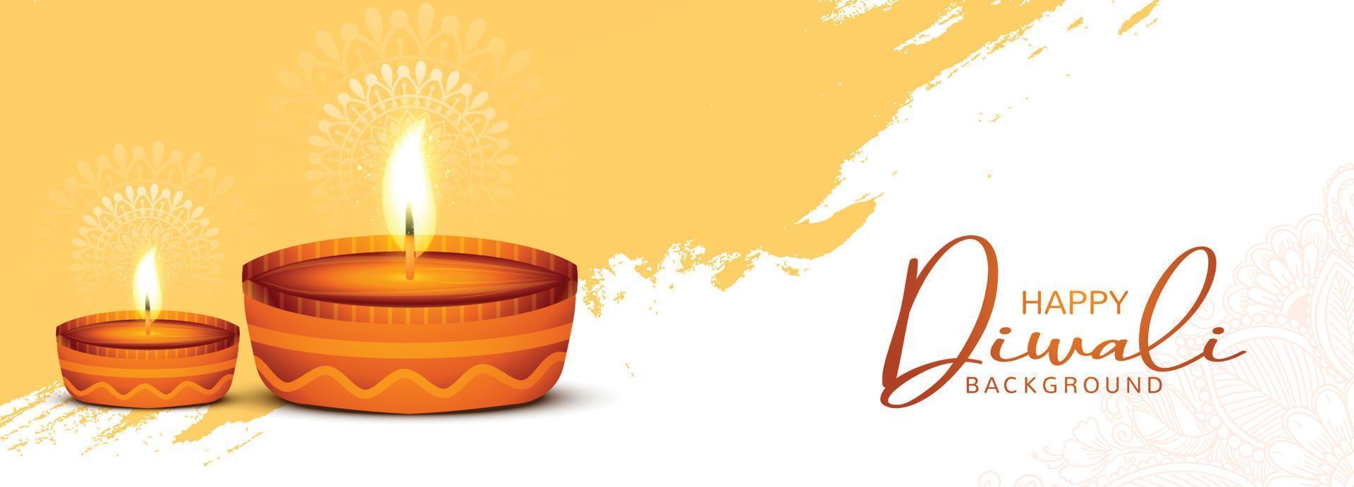 banner de diwali feliz para fundo de cartão de celebração de diwali festival de luzes vetor