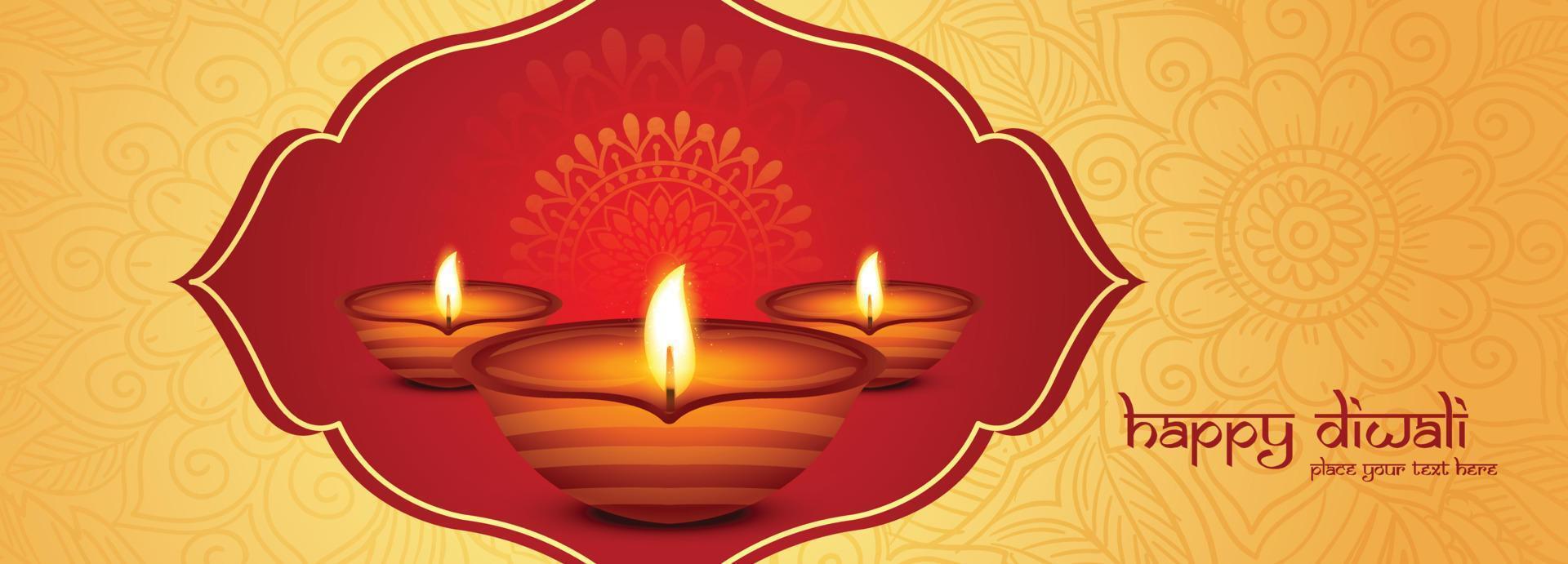 elegante festival de diwali lâmpada de óleo celebração banner fundo de férias vetor