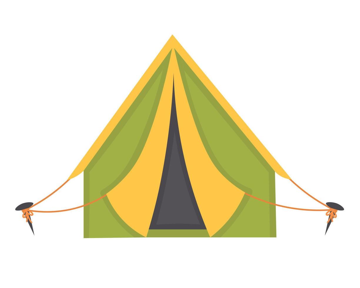 doodle clipart. tenda turística para recreação ao ar livre. todos os objetos são repintados. vetor