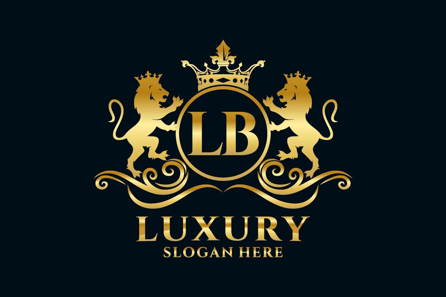 modelo de logotipo de luxo real de leão de letra lb inicial em arte vetorial para projetos de marca luxuosos e outras ilustrações vetoriais. vetor