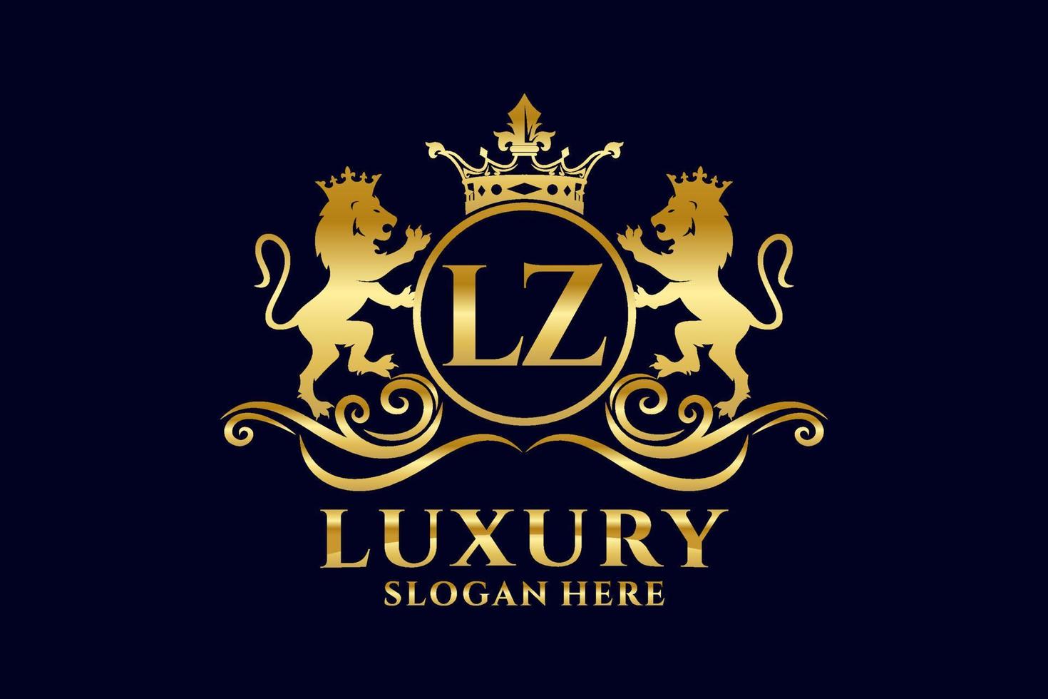 modelo de logotipo de luxo real inicial lz letter lion em arte vetorial para projetos de marca luxuosos e outras ilustrações vetoriais. vetor