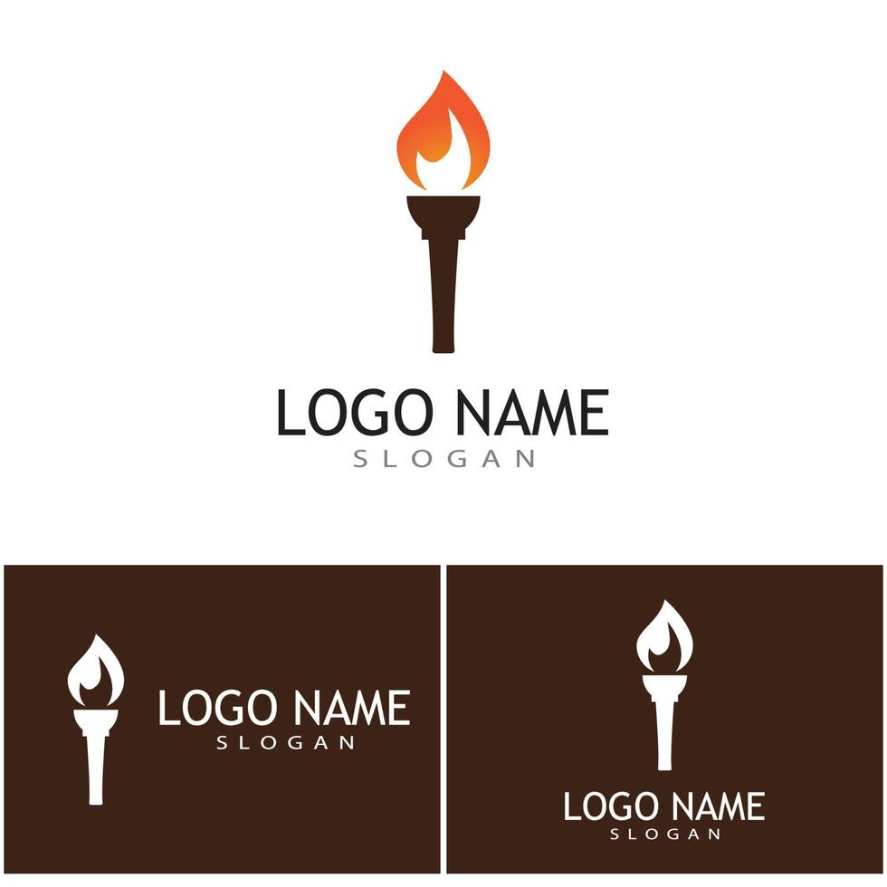 tocha com design de ilustração vetorial de logotipo de chama vetor