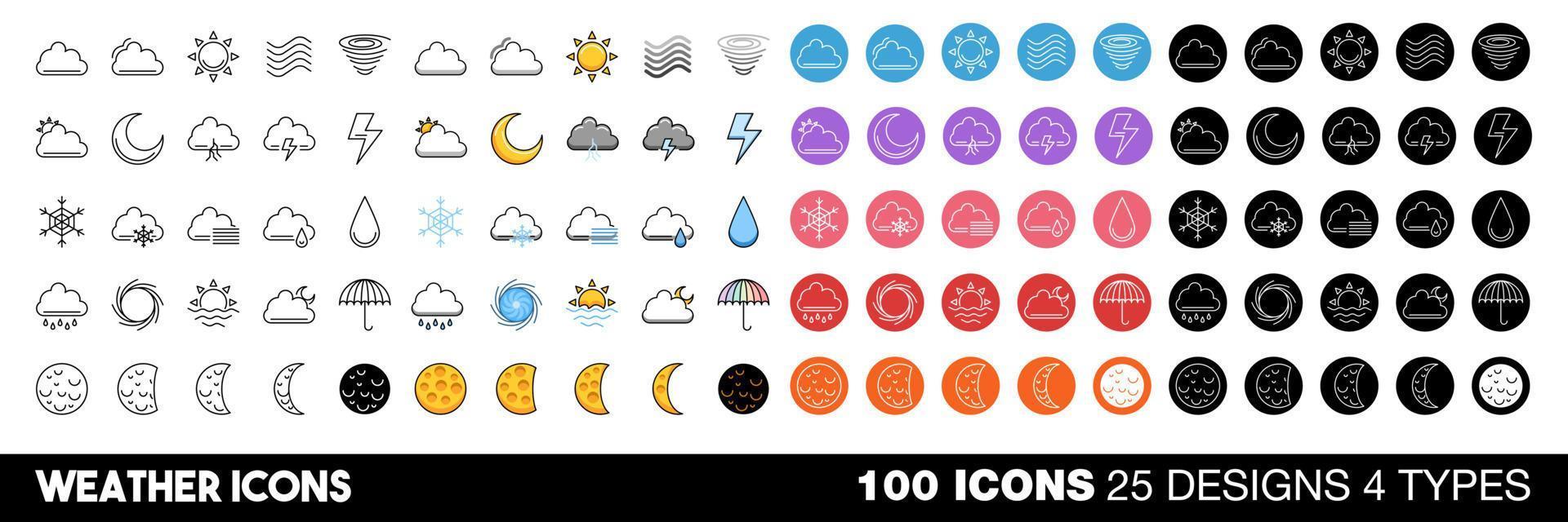 design gráfico de coleção de conjunto de vetores de ícones do tempo