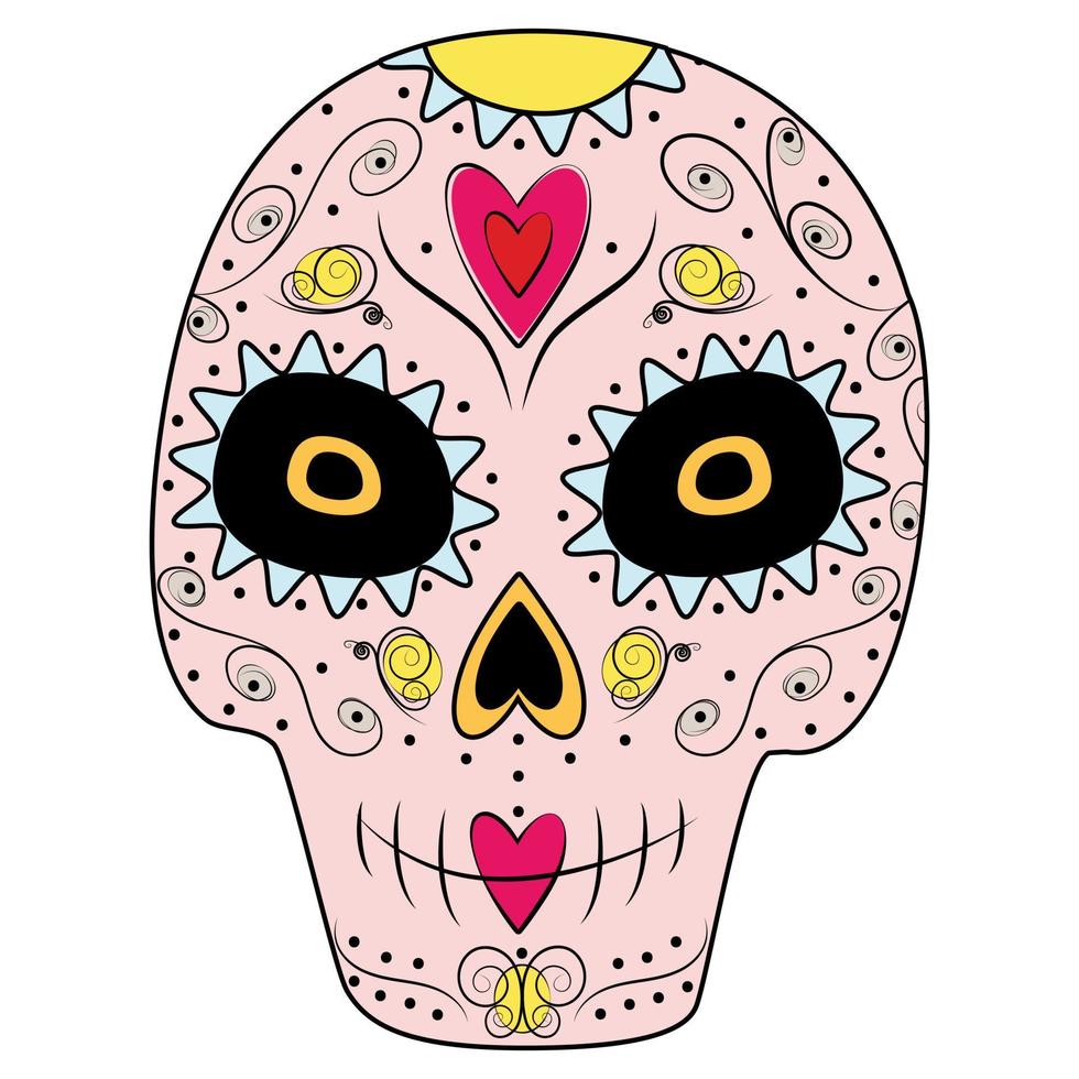 dia dos Mortos. dia de los muertos. México. crânio de açúcar em um fundo transparente. adesivo. ícone vetor