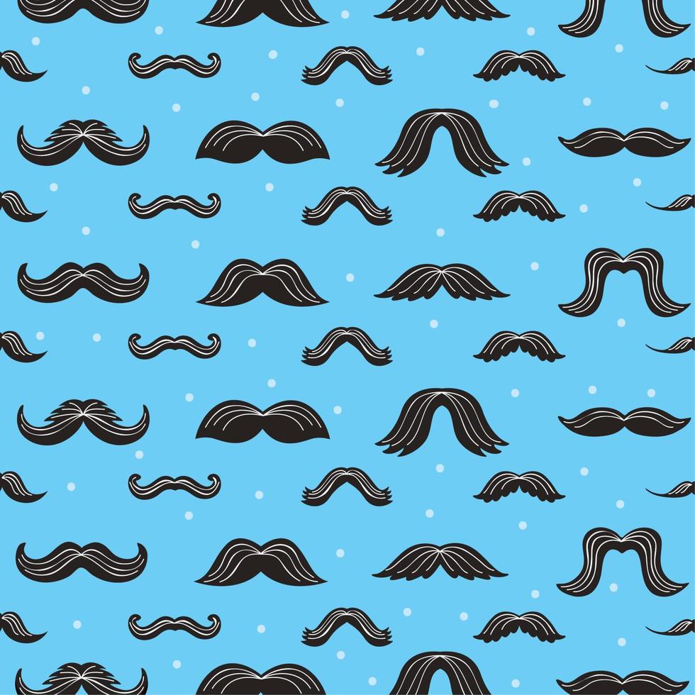 padrão de bigodes em azul vetor