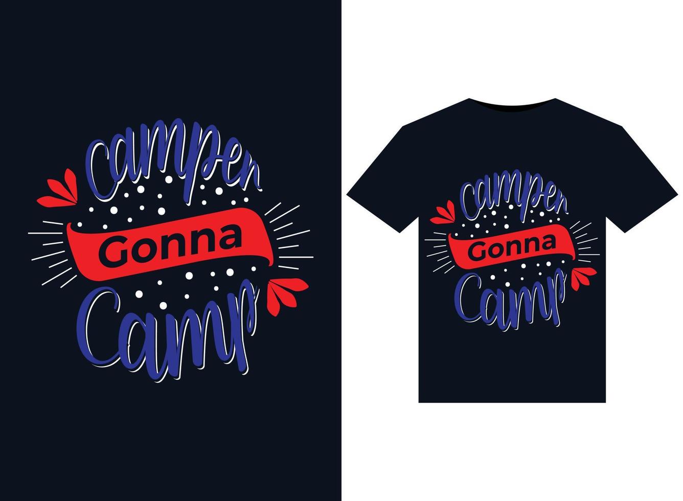 ilustrações de campista vai acampar para design de camisetas prontas para impressão vetor