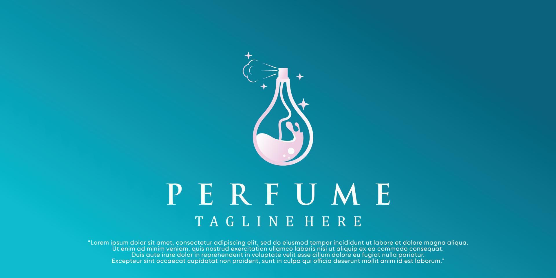 modelo de logotipo de perfume de beleza feminina. fragrância de estilo linear criativo, frasco de spray, vetor premium de design de luxo