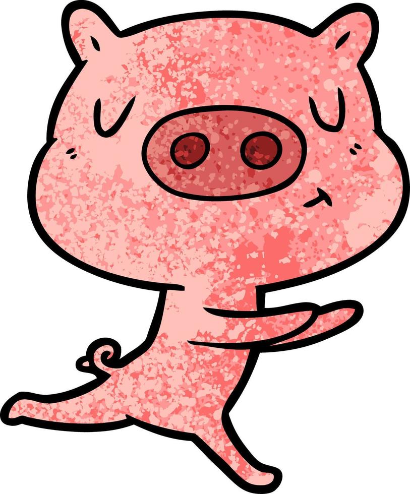 conteúdo de desenho animado porco correndo vetor