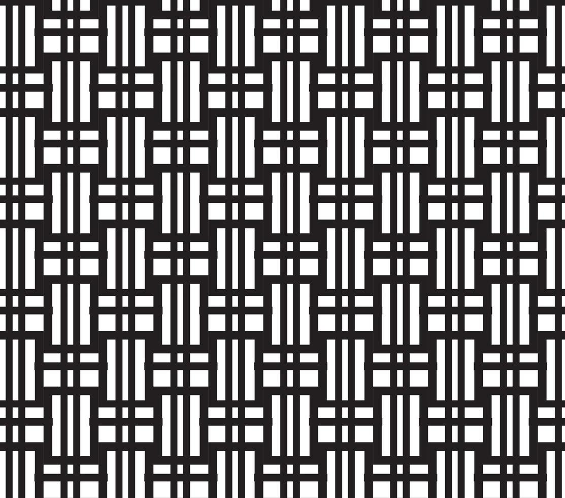 borda de padrão abstrato sem costura listras quadradas pretas, cinzas e brancas lindo tecido de padrão geométrico vetor