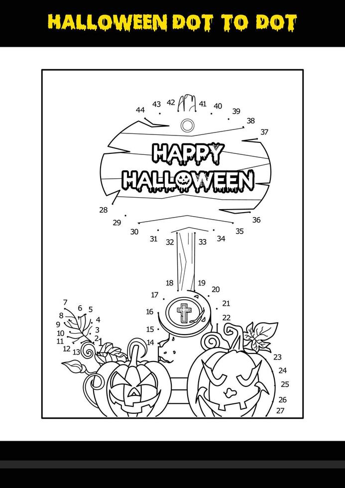 Halloween ponto a ponto para colorir para crianças. design de página de coloração de arte de linha para crianças. vetor